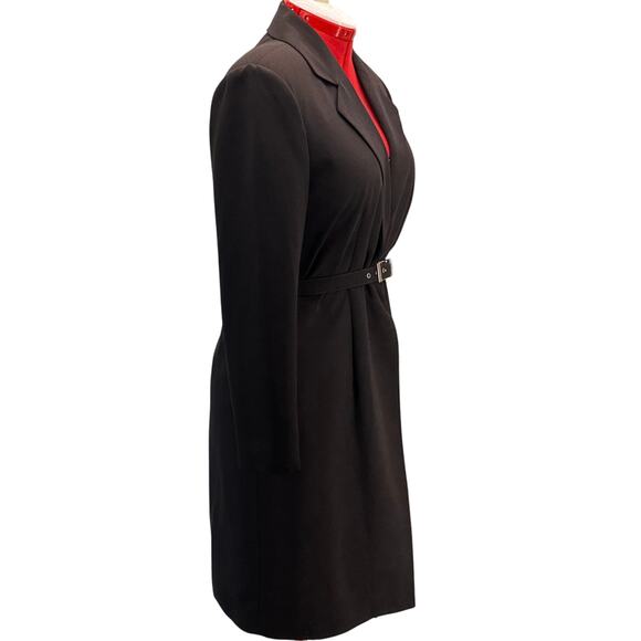 Mary McFadden Collection Vintage Brown Belted One Button Trench Coat Women 10 - Picture 4 of 9